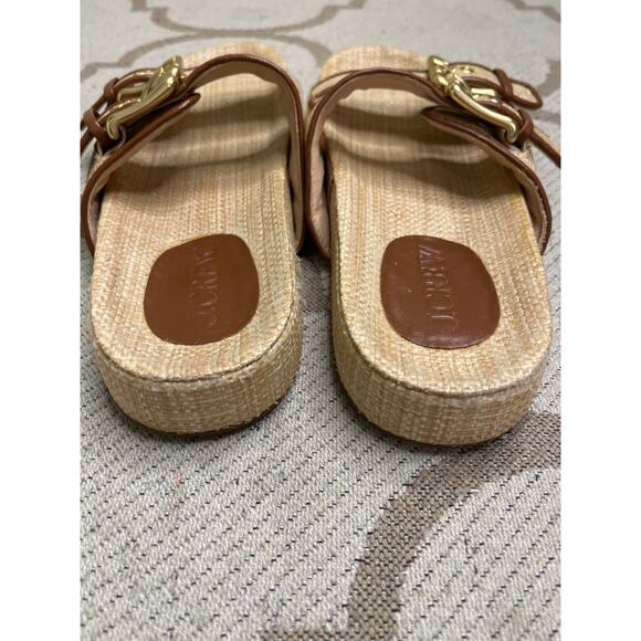 J. Crew Marlow sandals in raffia leather upper slides, size 8.5, style : bx926, - Picture 2 of 9